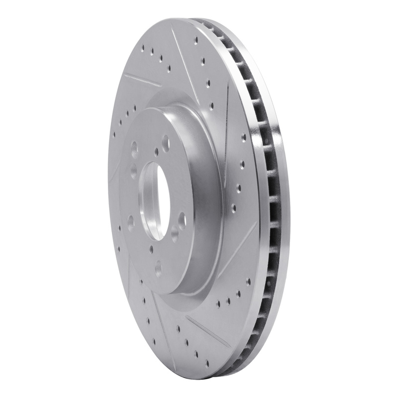 Acura TL Brake Rotor (1) - Front Right - R1 Concepts - Drilled & Slotted - Silver - `09-`14